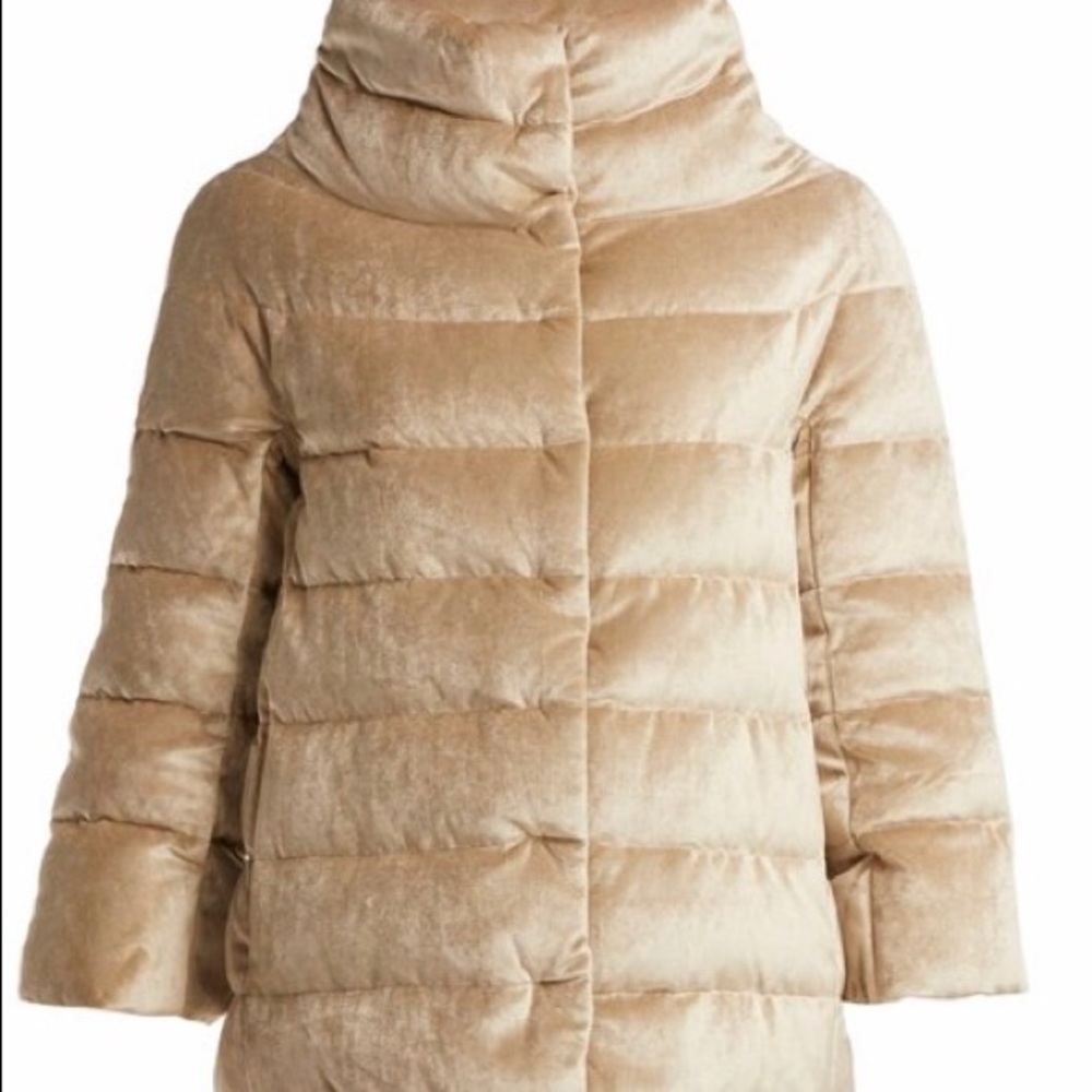 Herno Funnel Neck Quilted Down Velvet Jacket